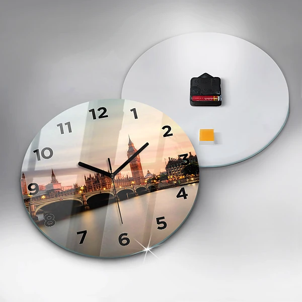 Wanduhr glas rund Big Ben Londoner Skyline