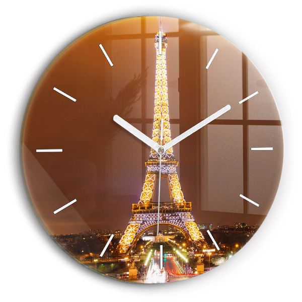 Wanduhr glas rund Beleuchteter Eiffelturm