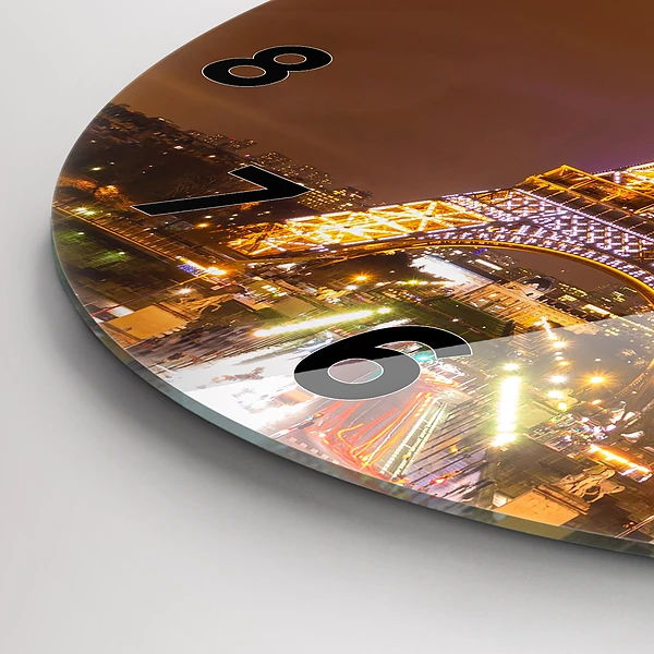 Wanduhr glas rund Beleuchteter Eiffelturm