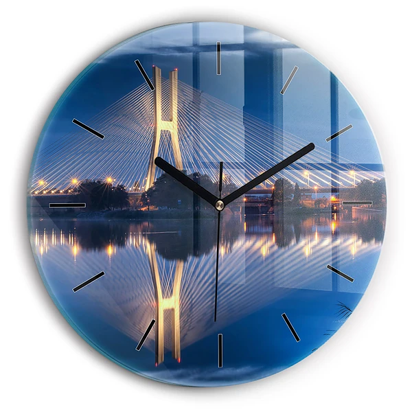 Wanduhr rund mit motiv Brücke Rędziński Wroclaw