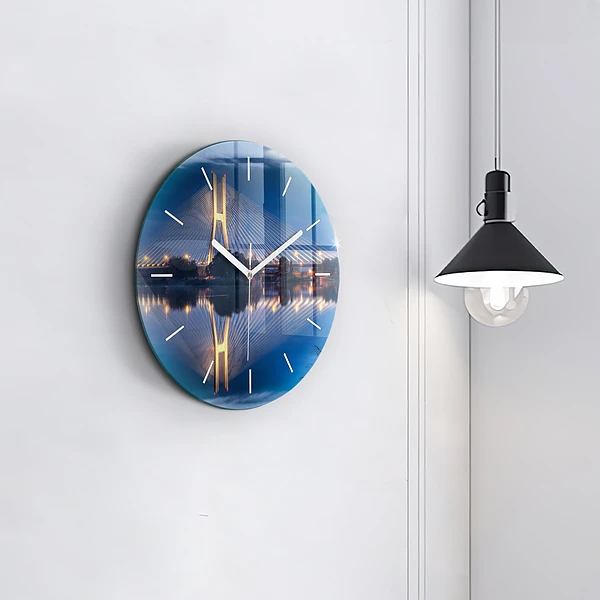 Wanduhr rund mit motiv Brücke Rędziński Wroclaw