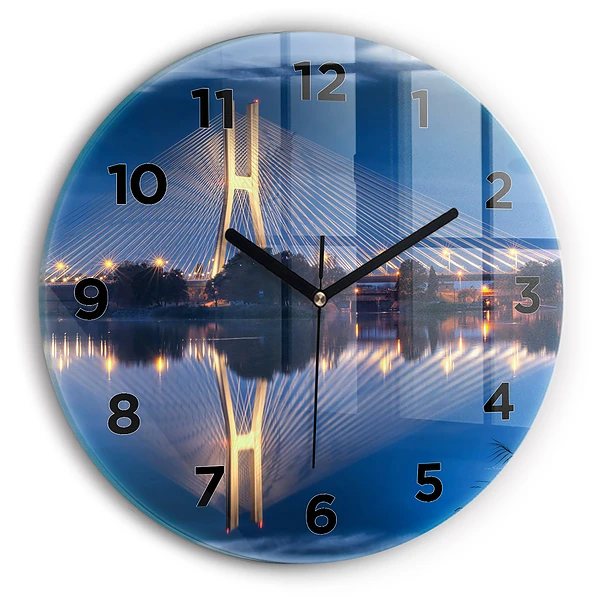 Wanduhr rund mit motiv Brücke Rędziński Wroclaw
