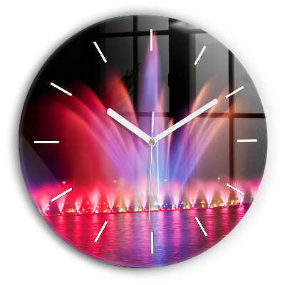 Wanduhr rund mit motiv Breslauer Springbrunnen bei Nacht
