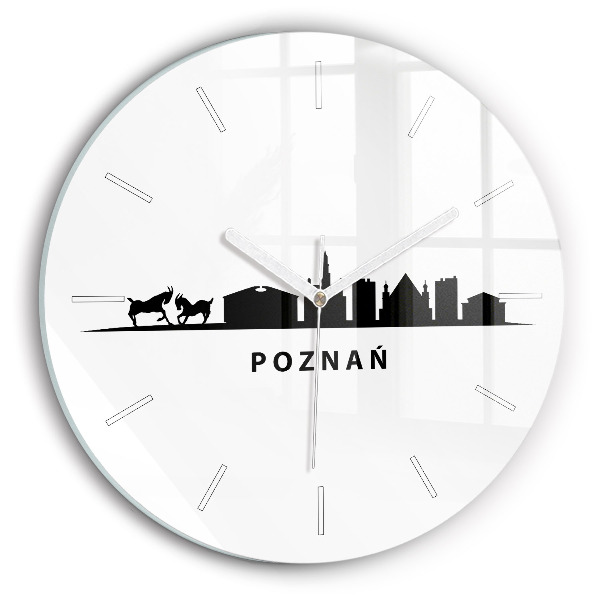 Wanduhr rund mit motiv Grafik der Skyline von Poznan