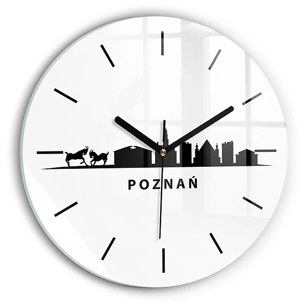 Wanduhr rund mit motiv Grafik der Skyline von Poznan