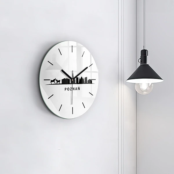 Wanduhr rund mit motiv Grafik der Skyline von Poznan