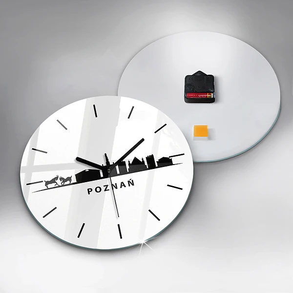 Wanduhr rund mit motiv Grafik der Skyline von Poznan