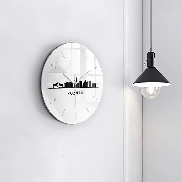 Wanduhr rund mit motiv Grafik der Skyline von Poznan