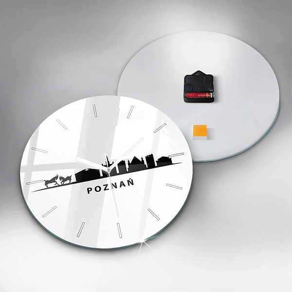 Wanduhr rund mit motiv Grafik der Skyline von Poznan
