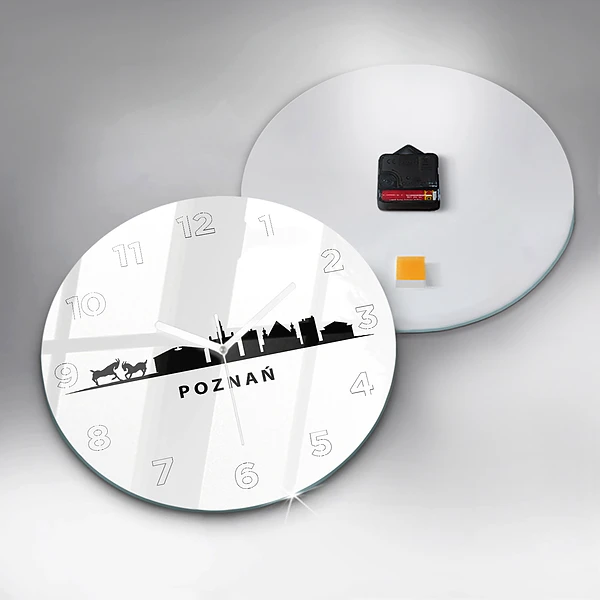 Wanduhr rund mit motiv Grafik der Skyline von Poznan