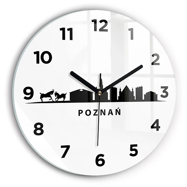 Wanduhr rund mit motiv Grafik der Skyline von Poznan