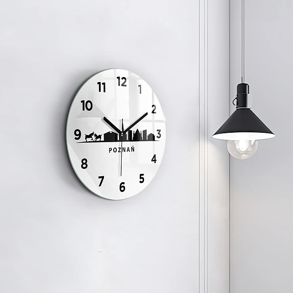 Wanduhr rund mit motiv Grafik der Skyline von Poznan