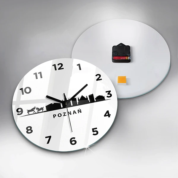 Wanduhr rund mit motiv Grafik der Skyline von Poznan