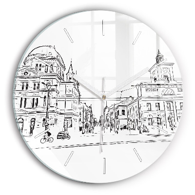 Wanduhr rund Illustration der Stadt Poznan