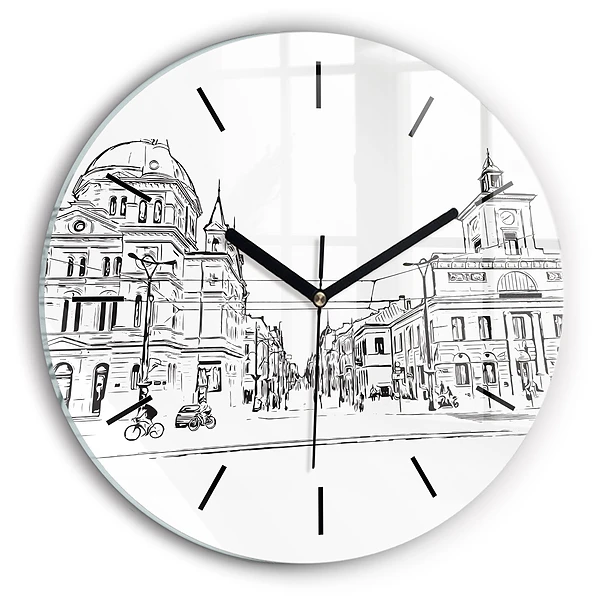 Wanduhr rund Illustration der Stadt Poznan