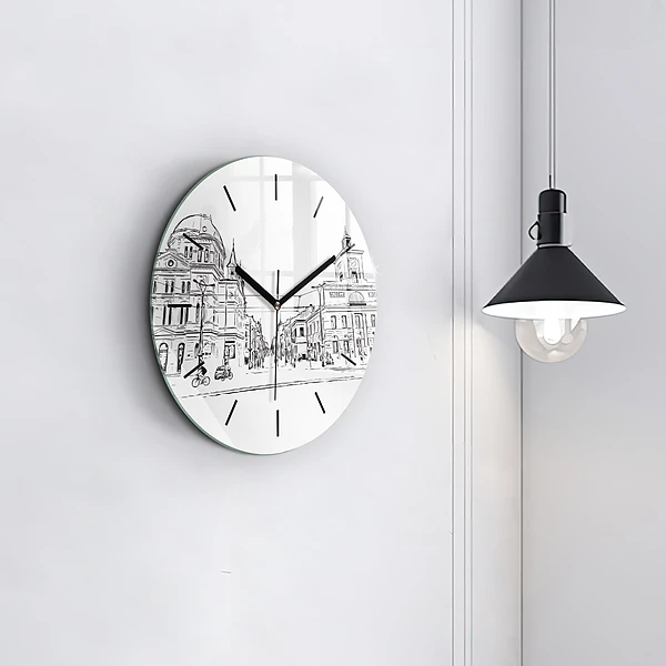 Wanduhr rund Illustration der Stadt Poznan