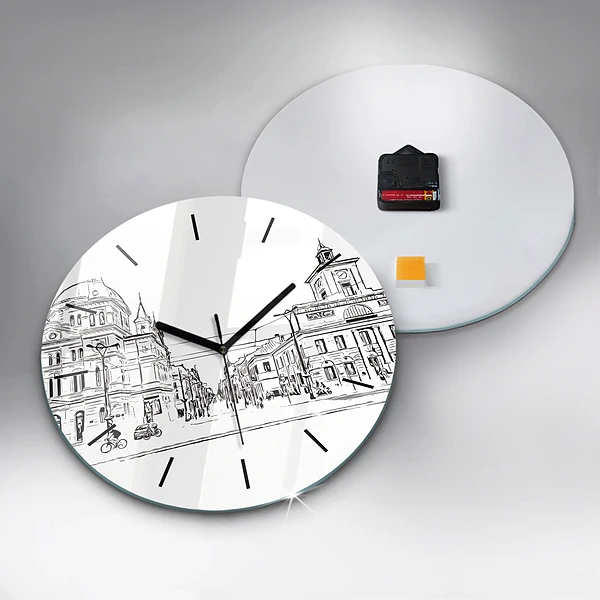 Wanduhr rund Illustration der Stadt Poznan