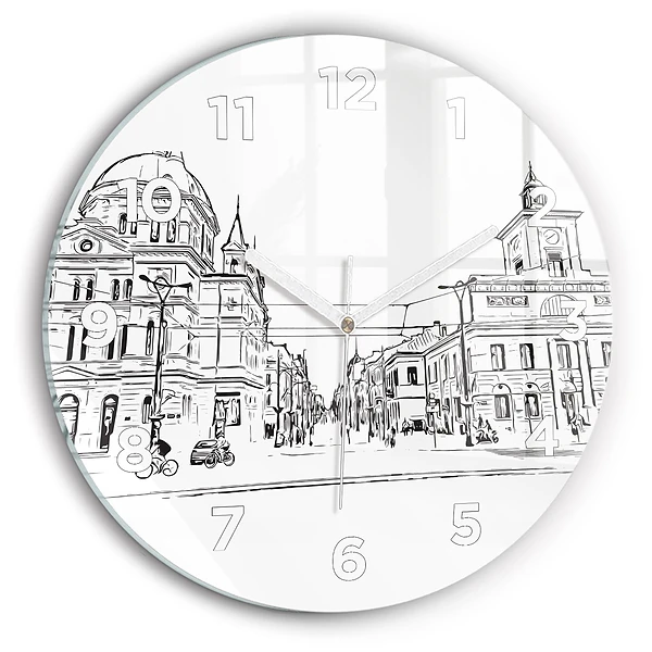Wanduhr rund Illustration der Stadt Poznan