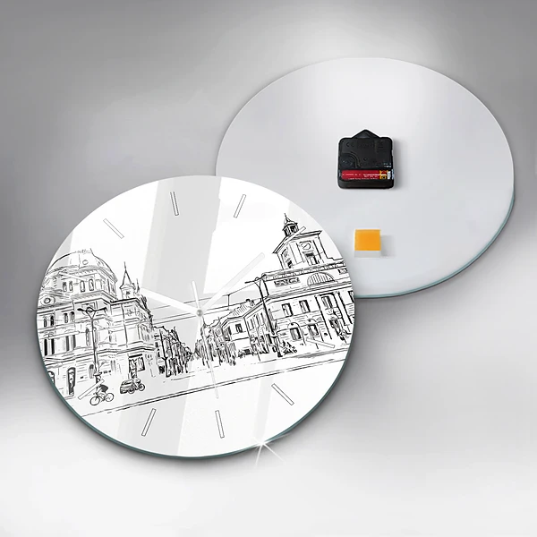 Wanduhr rund Illustration der Stadt Poznan