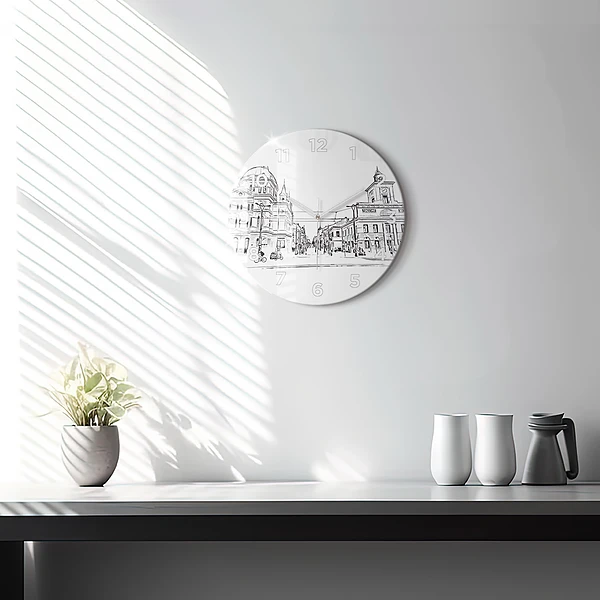 Wanduhr rund Illustration der Stadt Poznan