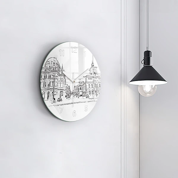 Wanduhr rund Illustration der Stadt Poznan