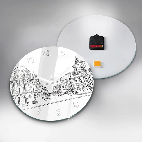 Wanduhr rund Illustration der Stadt Poznan