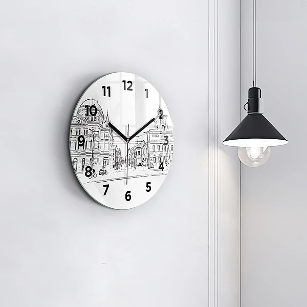 Wanduhr rund Illustration der Stadt Poznan