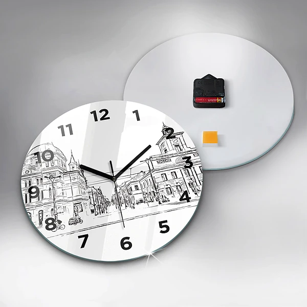 Wanduhr rund Illustration der Stadt Poznan