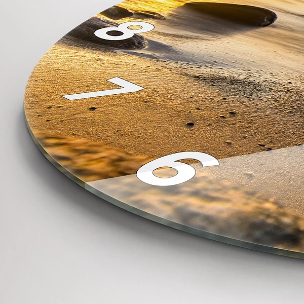 Wanduhr glas rund Sonnenaufgang an der Ostsee