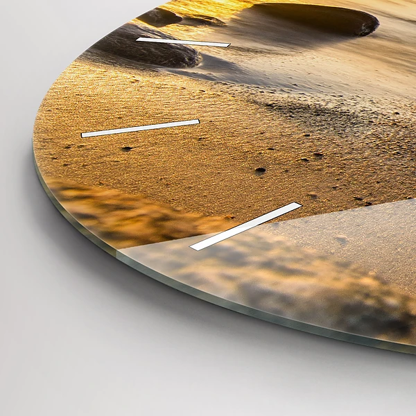 Wanduhr glas rund Sonnenaufgang an der Ostsee