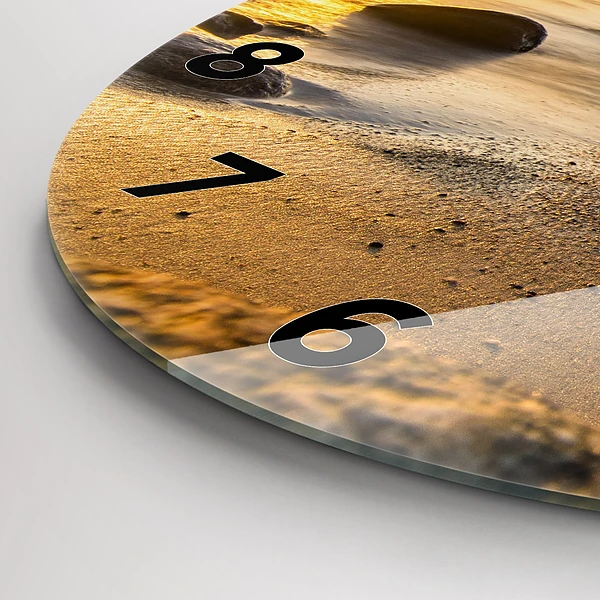 Wanduhr glas rund Sonnenaufgang an der Ostsee