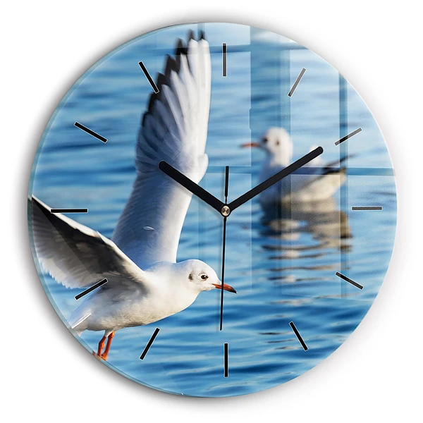 Wanduhr rund Seemöwen in Gdynia