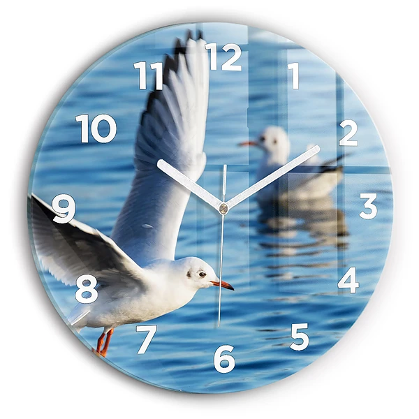 Wanduhr rund Seemöwen in Gdynia