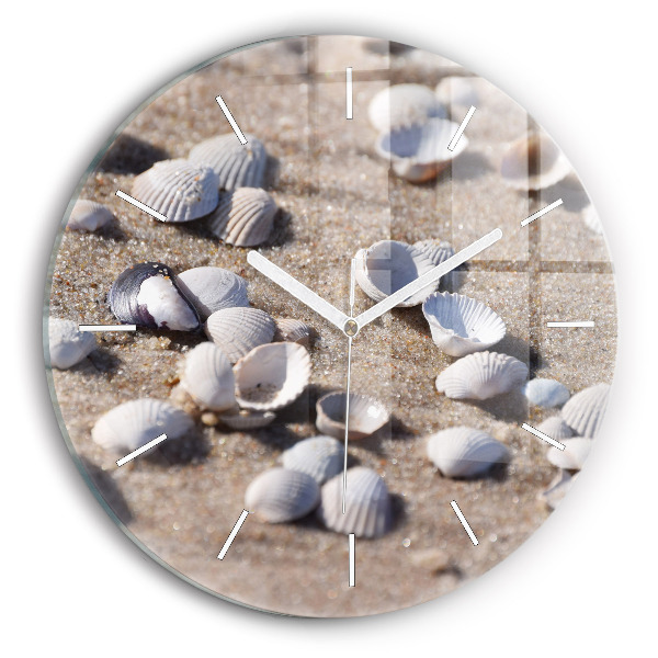 Wanduhr rund mit motiv Muscheln am Strand