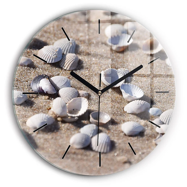 Wanduhr rund mit motiv Muscheln am Strand