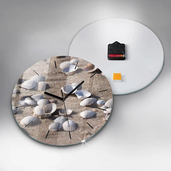 Wanduhr rund mit motiv Muscheln am Strand