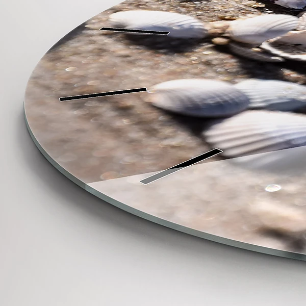 Wanduhr rund mit motiv Muscheln am Strand