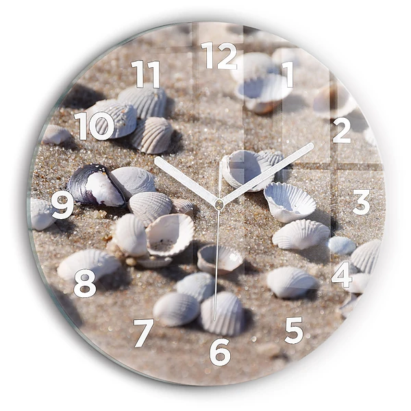 Wanduhr rund mit motiv Muscheln am Strand