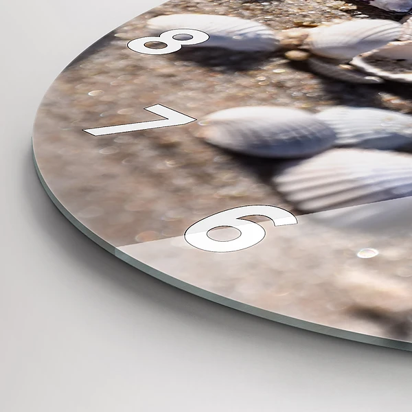 Wanduhr rund mit motiv Muscheln am Strand