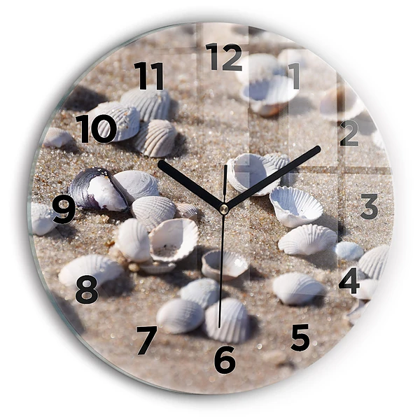 Wanduhr rund mit motiv Muscheln am Strand