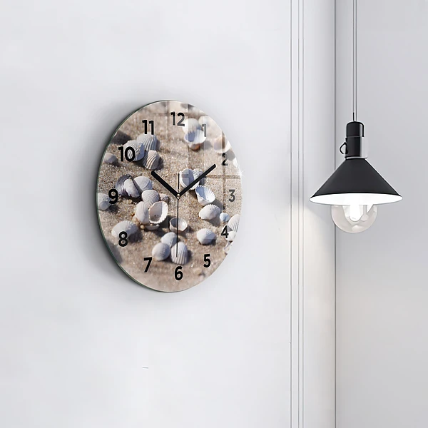 Wanduhr rund mit motiv Muscheln am Strand