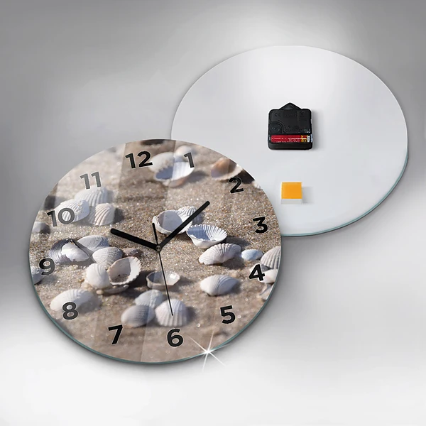 Wanduhr rund mit motiv Muscheln am Strand