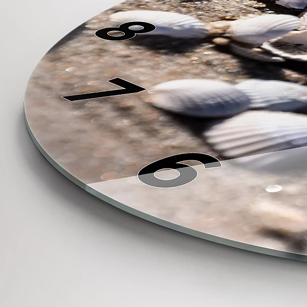 Wanduhr rund mit motiv Muscheln am Strand