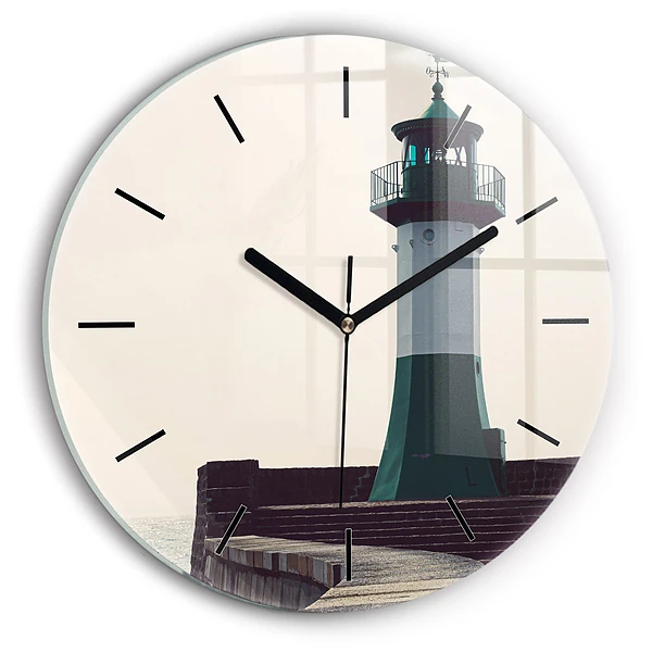 Wanduhr rund mit motiv Leuchtturm und Meer