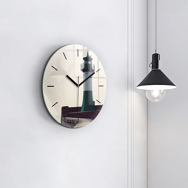Wanduhr rund mit motiv Leuchtturm und Meer