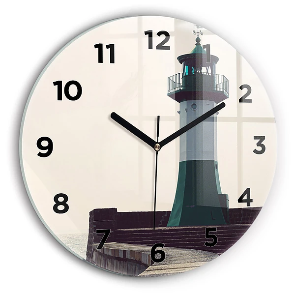 Wanduhr rund mit motiv Leuchtturm und Meer