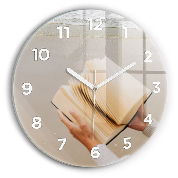 Wanduhr glas rund Ein Moment mit einem Buch