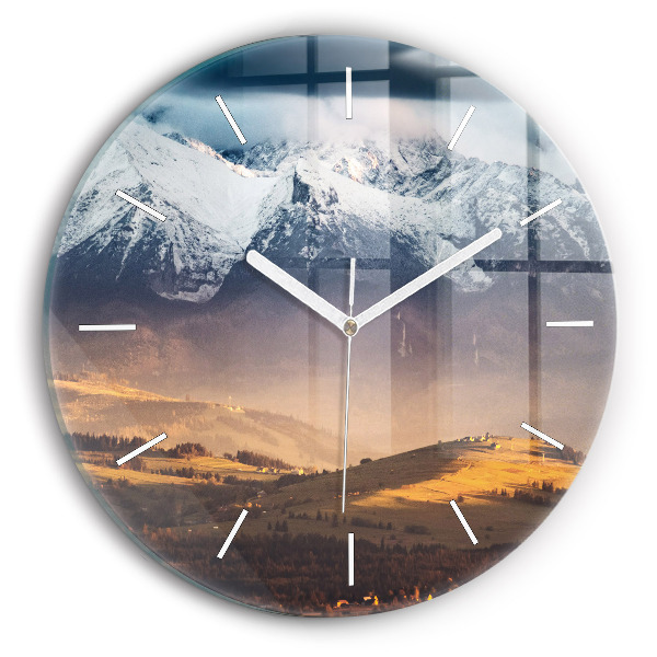 Wanduhr rund mit motiv Tatra-Gebirge im Winterpanorama