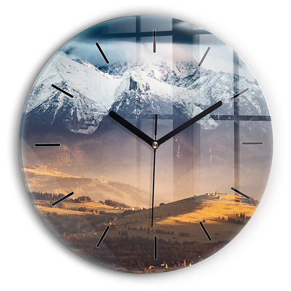 Wanduhr rund mit motiv Tatra-Gebirge im Winterpanorama
