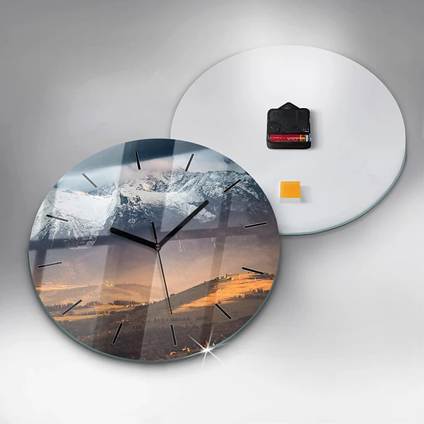 Wanduhr rund mit motiv Tatra-Gebirge im Winterpanorama